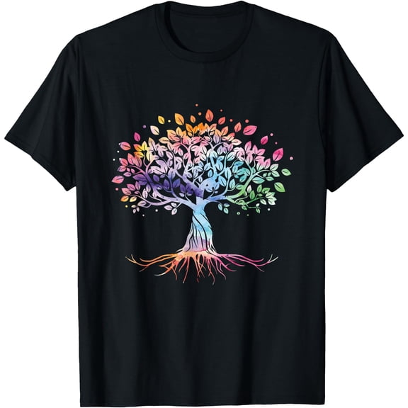 Colorful Life Is Really Good Vintage Unique Tree Art Gift Unisex T-Shirt for Men Women Kids Toddler,Black Color,Size XL