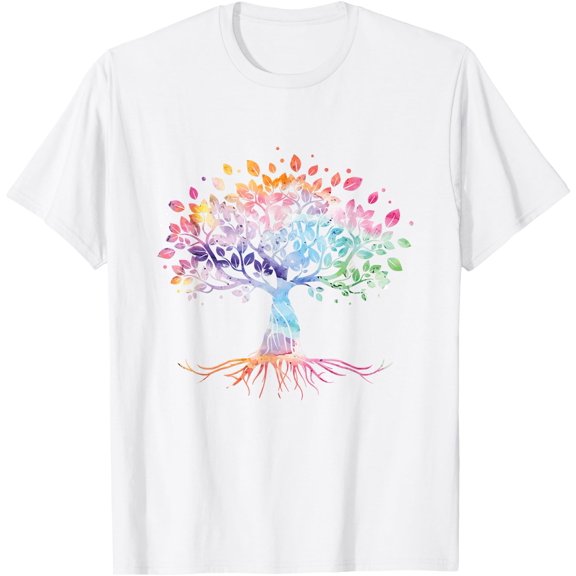 Colorful Life Is Really Good Vintage Unique Tree Art Gift Unisex T-Shirt for Men Women Kids Toddler,White Color,Size YXS