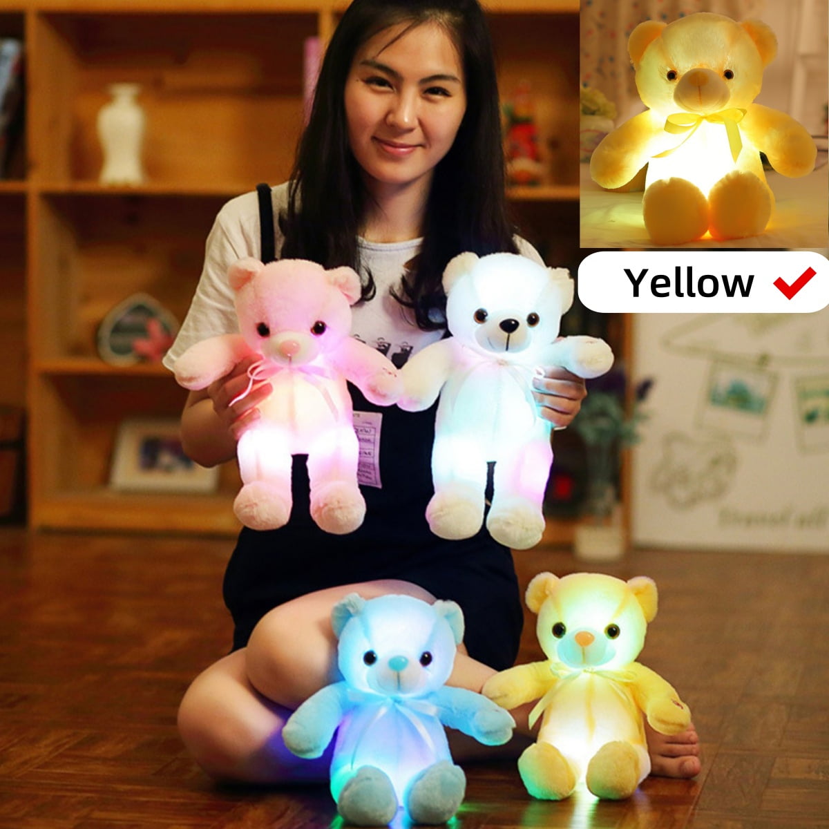 Colour Changing Ribbing Colorful Light Up Bear,Valentine Day Gift,Colorful Color Changing ...