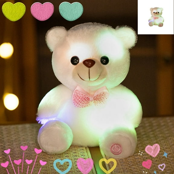 Colorful Light Up Bear,Valentine Day Gift,Colorful Color Changing Glowing Color Lovely Bear Figurine Ribbon Light Bow Tie Bear Boy And Girl Holiday Gift Birthday Gift