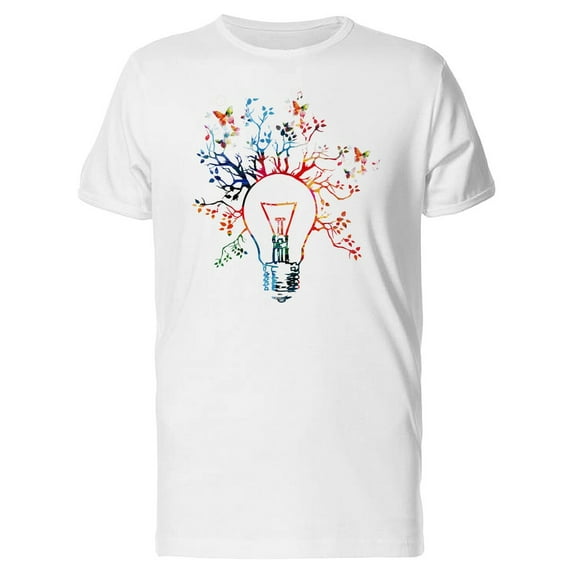 Colorful Light Bulb With Trees T-Shirt Men -Image by Shutterstock, Male 3X-Large