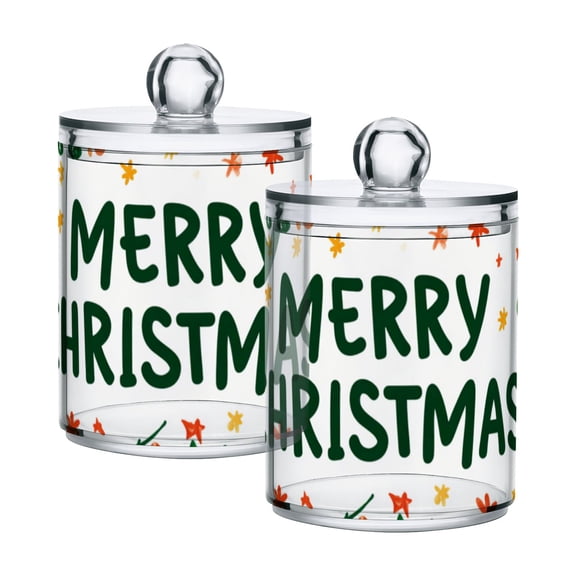 Colorful Light Christmas Trees Festival Translucent Plastic Cans Storage Canisters with Lid Set of 2