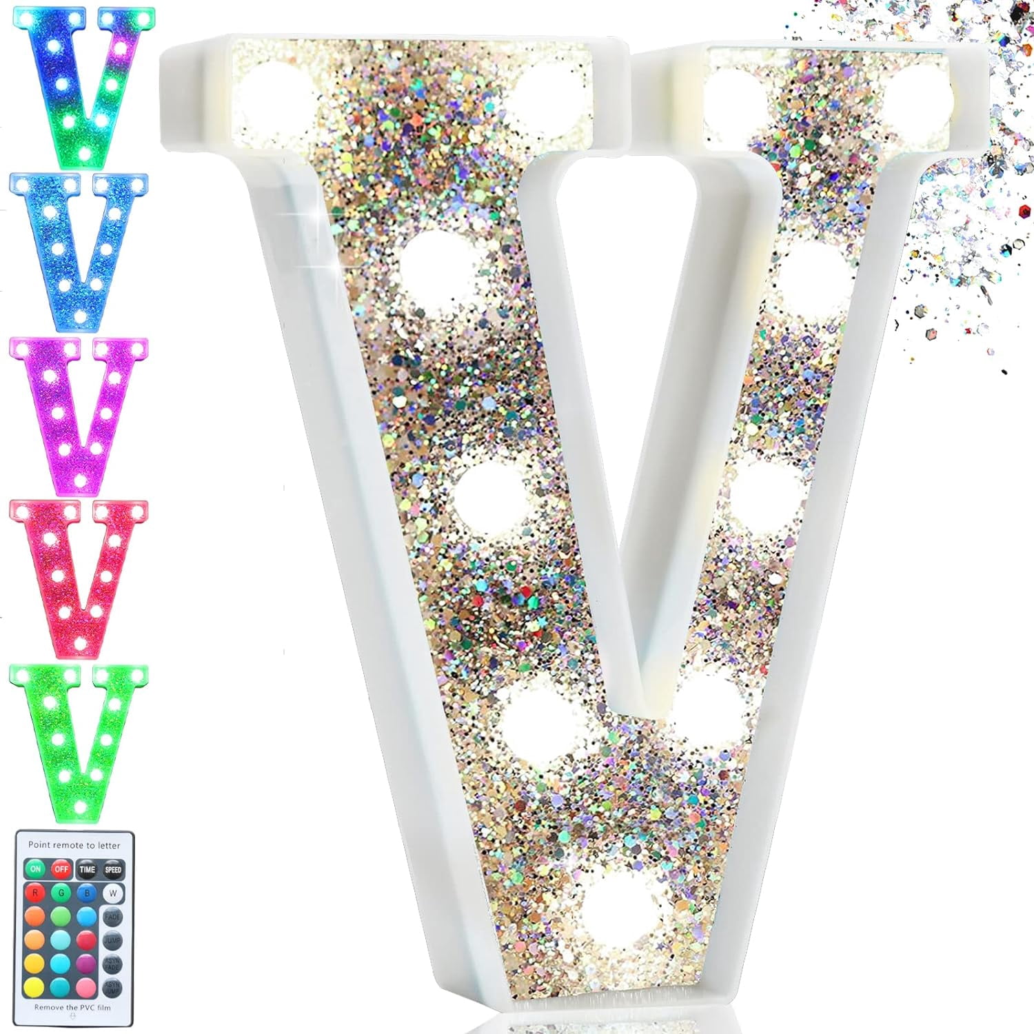 Colorful Light Up Letters, Silver LED Marquee Letter Lights Battery ...
