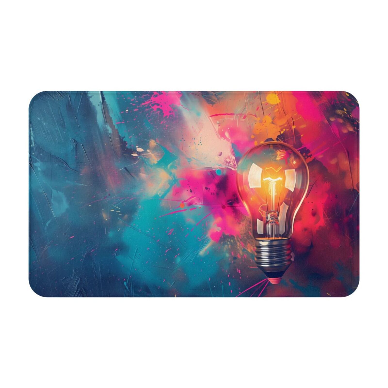 Light Bulb Rug Colorful Lightbulb Abstract Front Door Mat Indoor Entrance, 31.5x20 Non ...