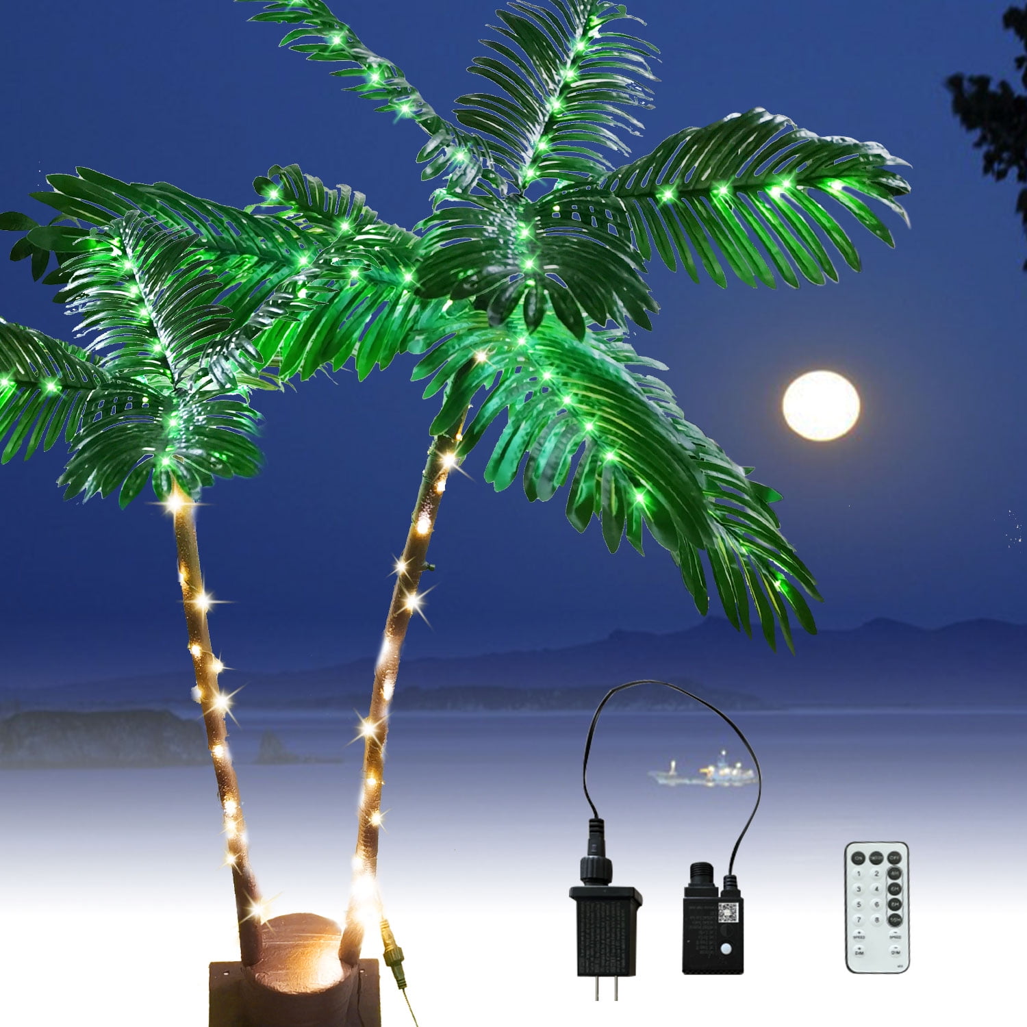 Colorful Lighted Palm Tree with Remote, 6.9 Ft 202 LED Artificial Palm