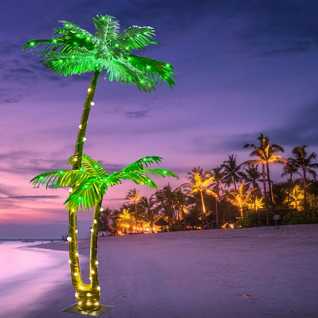 Colorful Lighted Palm Tree with Remote, Artificial Palm Tree Indoor Outdoor Decoration for Home