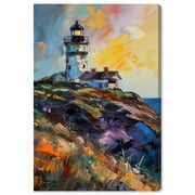 Colorful Lighthouse Impressionism Wall Art /Monet And Van Gogh Inspired Art Canvas Wall Art by Art Remedy, Gallery Wrapped, 16" x 24"