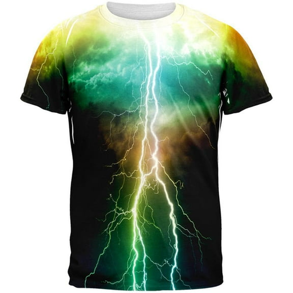 Colorful Lightning All Over Adult T-Shirt - Medium