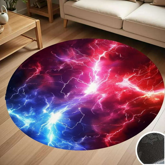 Colorful Lightning Round Carpet Living Room Bedroom Home Decoration Coffee Table Mat Lounge Rug Chair Mats