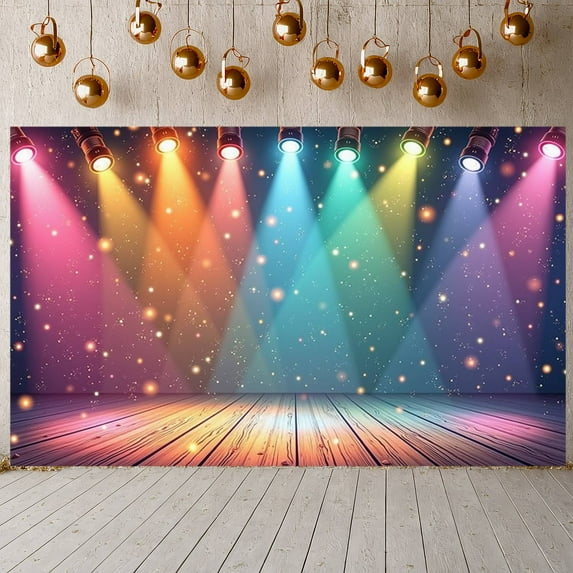 Colorful Lights Stage Lighting Banner Starry Design Concert Display Multicolor Beams Sparkling Effect Party Backdrop for Stage Performance Concert Event Music Festival