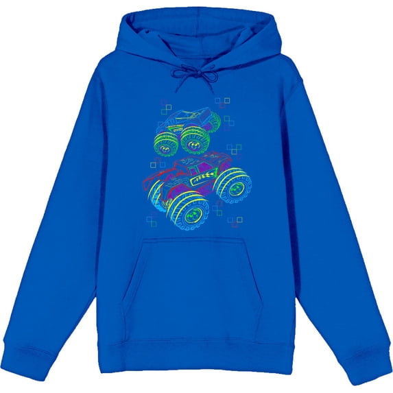 Colorful Line Art Car Adult Blue Long Sleeve Hoodie-3XL