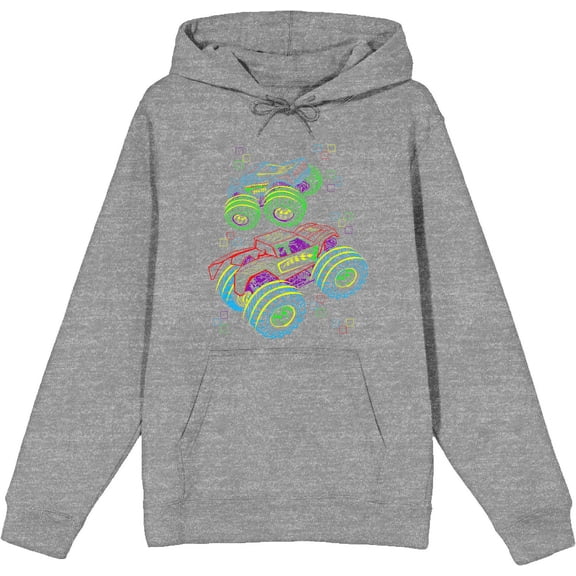 Colorful Line Art Car Adult Heather Gray Long Sleeve Hoodie-Small