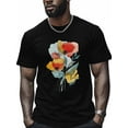 thumbnail image 1 of Colorful Line Art Poppy Men's T Shirts T-Shirt for Men Crew Neck Tees Cotton Tops, Black, S, 1 of 7