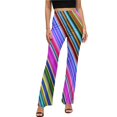 thumbnail image 1 of Colorful Line Casual Pants Womens Multi Striped Print Slim Fit Street Wear Flare Pants Summer Home Printed Trousers, 1 of 2