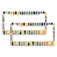 thumbnail image 1 of Colorful Line Design License Plate Cover 2 Pieces Multicolor Textured Boho License Plate Cover Front Plates Frames Car Tag Frame Fits All Car 2 Round Holes Aluminum Metal License Plate Frame, 1 of 6
