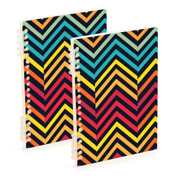 Colorful Line Ring Binder Notebook Journey Note Diary College Ruled Spiral Notebook Study Loose Leaf Paper A5 60 Pages