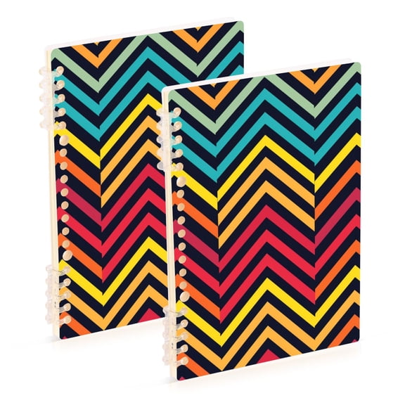 Colorful Line Ring Binder Notebook Journey Note Diary College Ruled Spiral Notebook Study Loose Leaf Paper A5 60 Pages