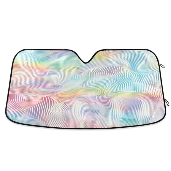 Colorful Line Waves Car Windshield Sun Shade Foldable Car Front Window Visor Heat and UV Protection 55x27.6