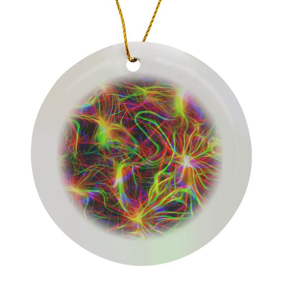 3drose, Colorful Lines Abstract Art, Circle Porcelain Ornament