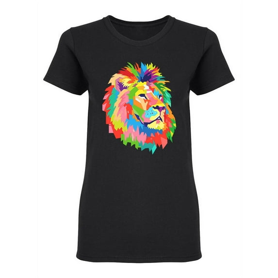 Colorful Lion Design Shaped T-Shirt Women -Image by Shutterstock, Female Large