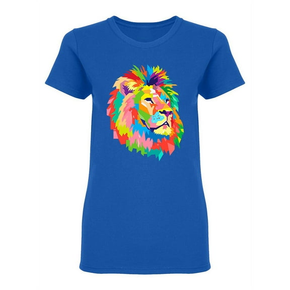 Colorful Lion Design Shaped T-Shirt Women -Image by Shutterstock, Female XX-Large