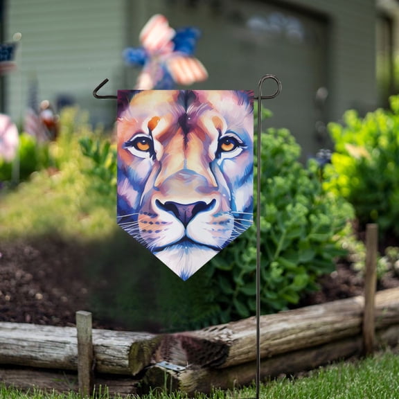 Colorful Lion Face Garden Flag 18" x 12.5" Double Sided Yard Lawn Outdoor Decor Small Yard Flags
