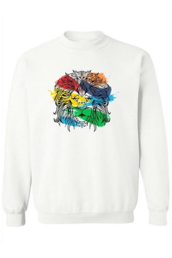 Colorful Lion Face. Sweatshirt Women -Image by Shutterstock, Female Large