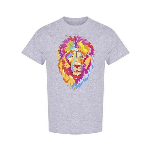Colorful Lion Head Front View T-Shirt Men -Image by Shutterstock, Male 3X-Large
