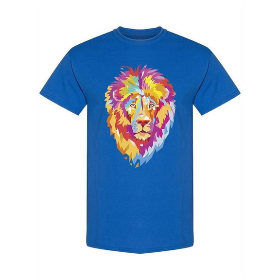 Colorful Lion Head Front View T-Shirt Men -Image by Shutterstock, Male Large