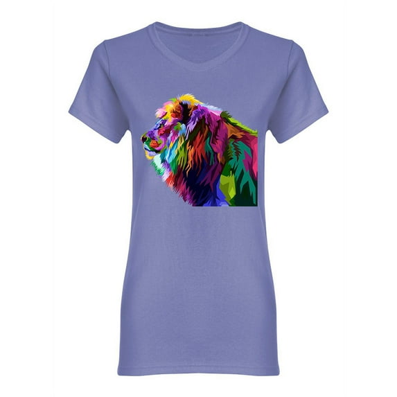 Colorful Lion Head Pop Art Shaped Tee Women's -Image by Shutterstock