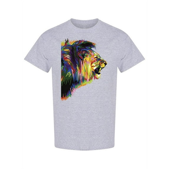 Colorful Lion Head Pop Art Style T-Shirt Men -Image by Shutterstock, Male Small