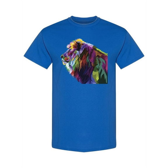 Colorful Lion Head Side View T-Shirt Men -Image by Shutterstock, Male Medium
