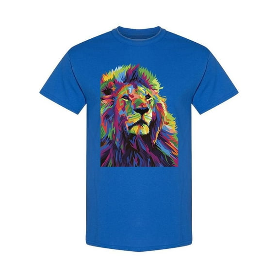 Colorful Lion Pop Art Graphic T-Shirt Men -Image by Shutterstock, Male x-Large