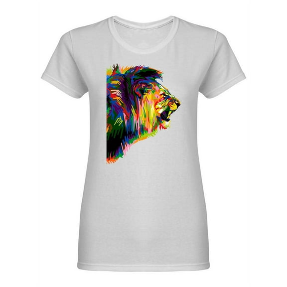 Colorful Lion Pop Art Shaped T-Shirt Women -Image by Shutterstock, Female Small