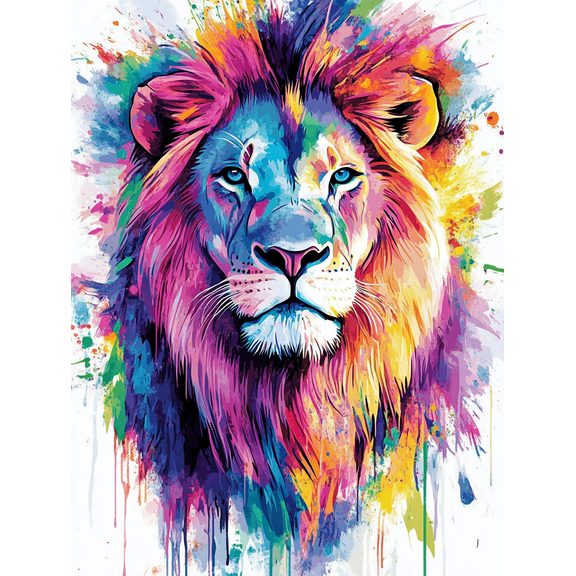 Colorful Lion Portrait Decorative Painting/Canvas Art Perfect for Living Room Bedroom Office Dining Room Study Room Hallway Entryway Hotel Bar Cafe and Gallery Decoration