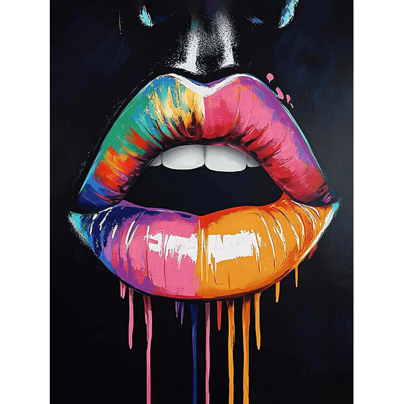 Colorful Lips Art Decorative Painting/Canvas Print Suitable for Decorating Living Room Bedroom Dining Room Office Hotel Bar Apartment Studio Beauty Salon Spa Gallery and Entrance.
