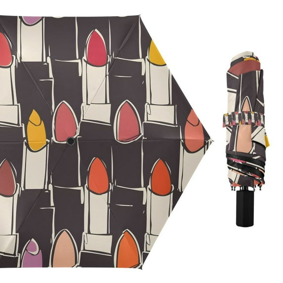 Colorful Lipstick Compact Sun Umbrella Windproof Travel Umbrellas for Rain Strong Portable UV Protection