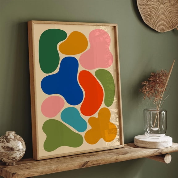 Colorful Liquid Abstract Shapes Poster Modern Fluid Wall Art Vibrant Decor, Unframed Paper Poster 8x10in