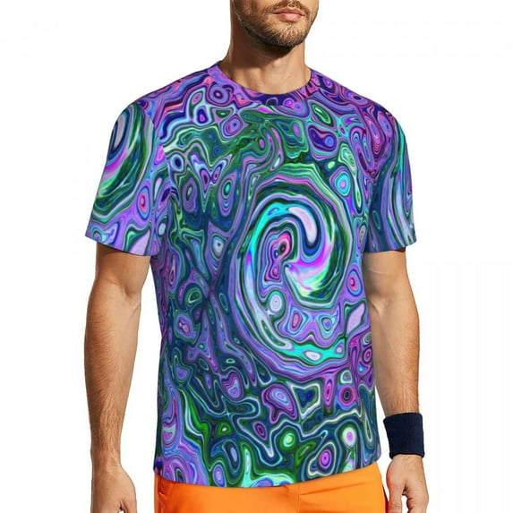 Colorful Liquid T-Shirt Abstract Marble Design Trendy Cool Gym T-Shirts Quick Dry Tshirt S