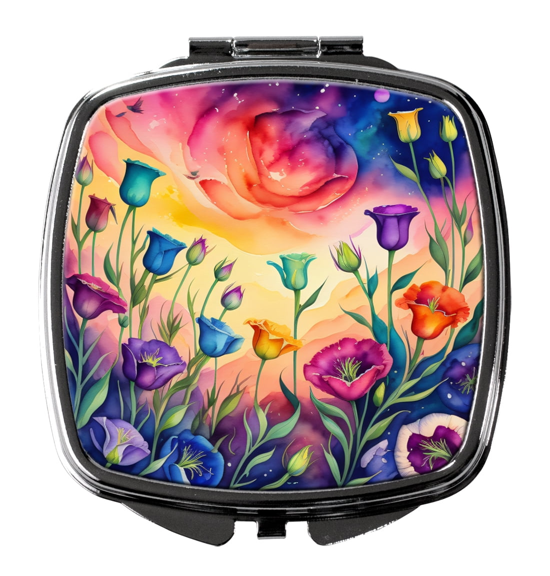 Colorful Lisianthus Compact Mirror 2.75 in x 3 in