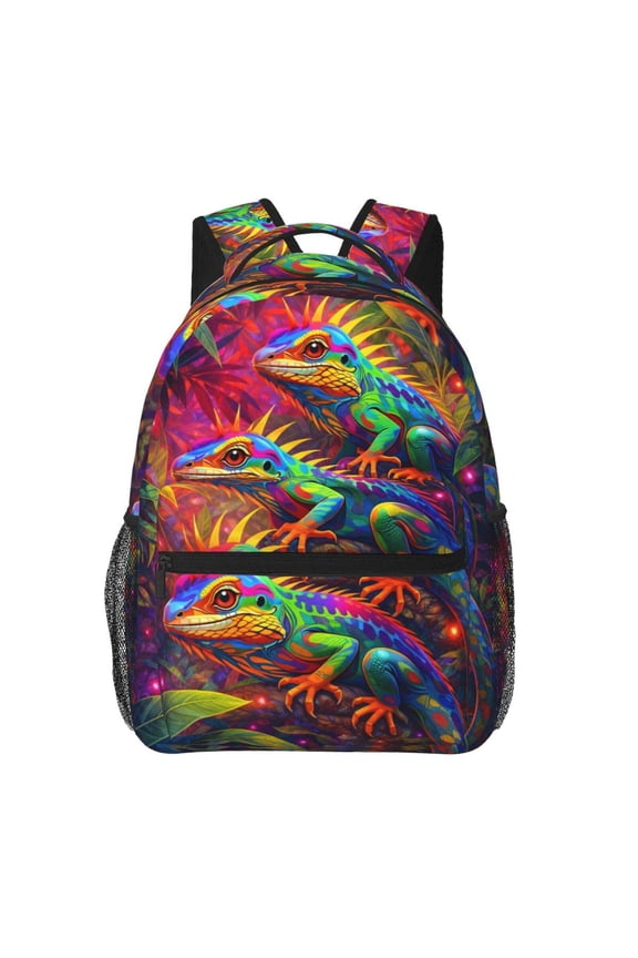 Colorful Lizard Backpack Lightweight Travel Bag for Men and Women