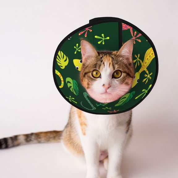 Colorful Lizard Gecko Native Soft Pet Recovery Collar for Cats Small Dogs, Protective Elizabeth Collar for Post-Surgery, Anti-Lick & Anti-Scratch