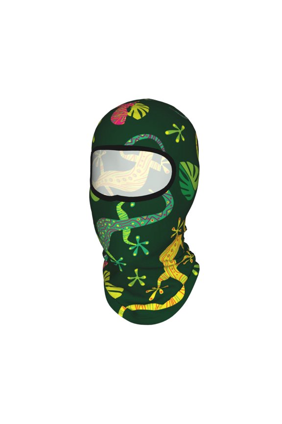 Colorful Lizard Gecko Native Unisex Balaclava Ski Mask Full Face Cover for Cold Weather & UV Protection, Breathable Cooling Helmet Liner