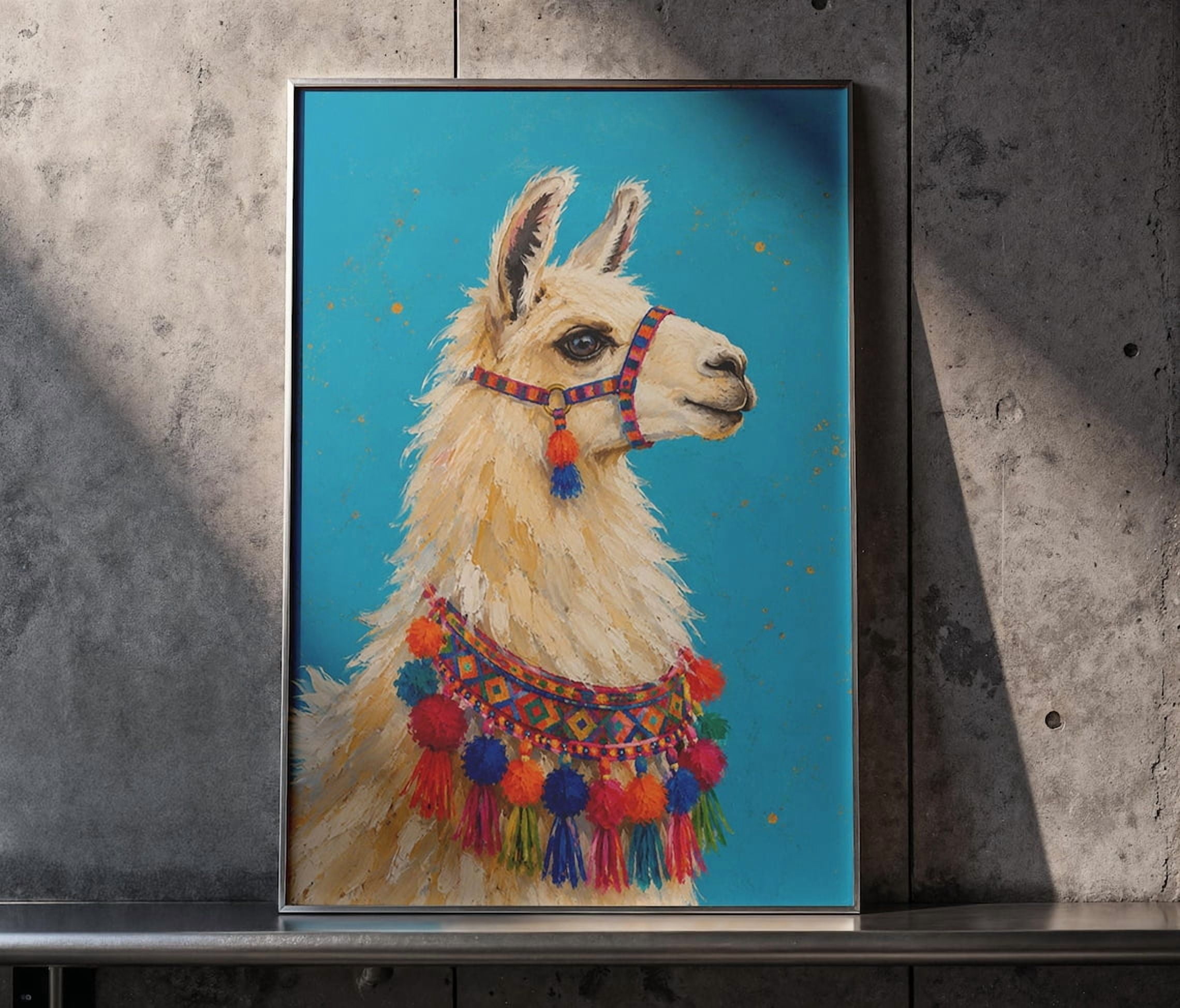 Al Paca Drawing Colorful Llama Wall Art Print, Bright Alpaca, Animal, Nature Inspired ...