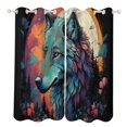 thumbnail image 1 of Colorful Lone Wolf Modern Window for Living Room Curtains for Child Bedroom Kitchen Decor Blinds Drapes, 1 of 7
