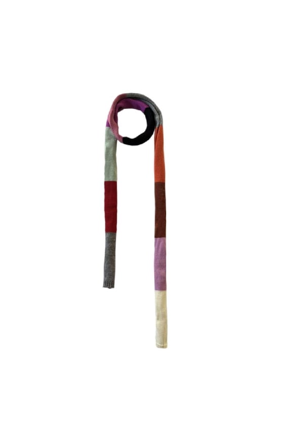 Colorful Long Neckerchief Skinny Scarf Handbag Wrap Handle Belt Wool Scarves
