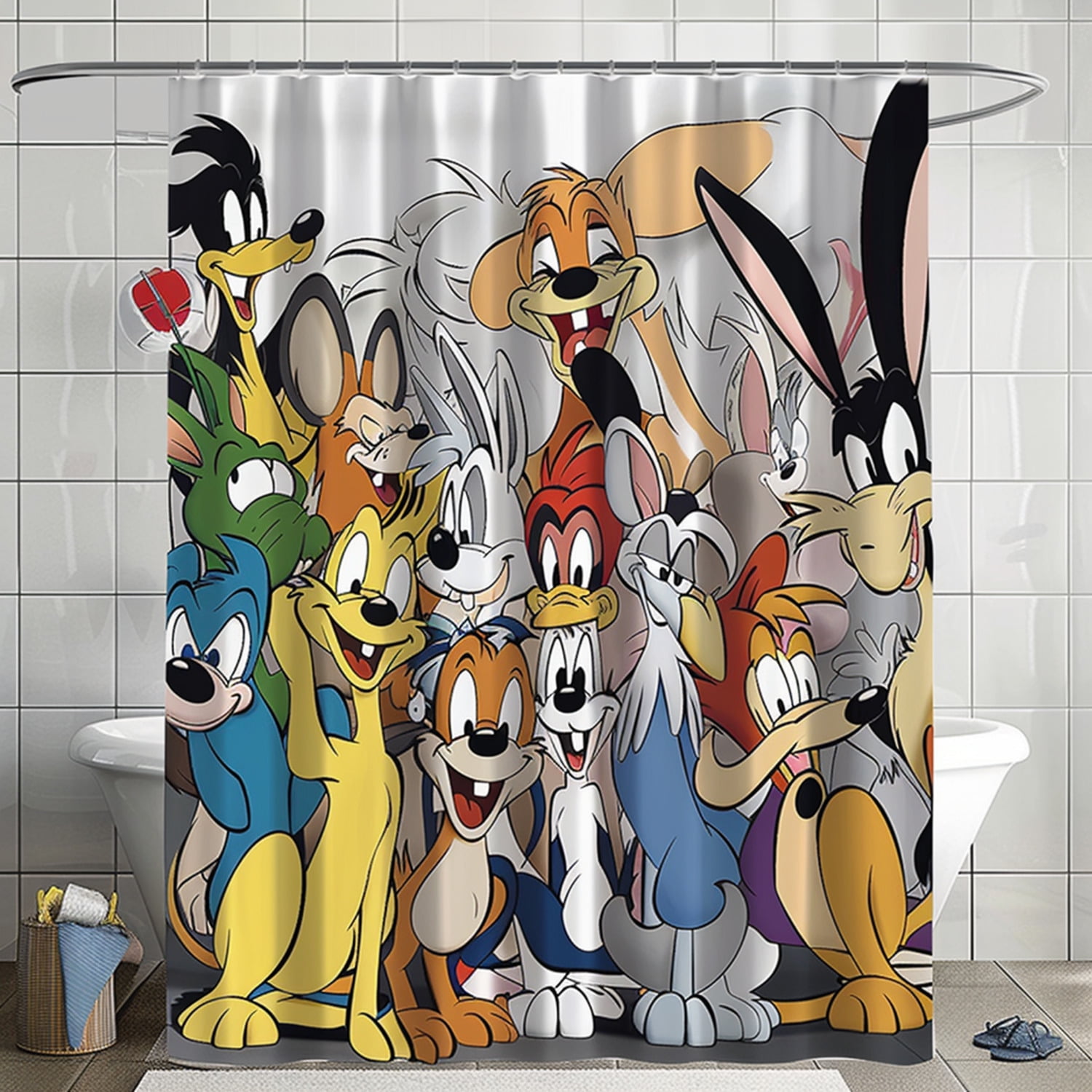 Colorful Looney Tunes Characters Shower Curtain Vibrant Cartoon Design ...