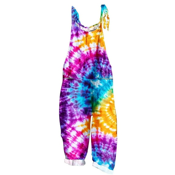 Colorful Loose Fit Overalls for Ladies Fall Summer Casual Thin Overall Tie Dye Straight Leg Long Leg Coveralls Trousers Pants Catsuit Womens 2025 Clothing XXL