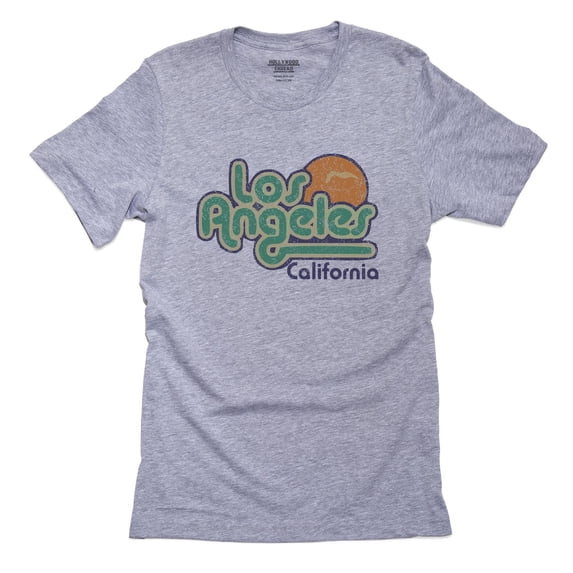 Colorful Los Angeles California Big Sun Trendy Men's Grey T-Shirt