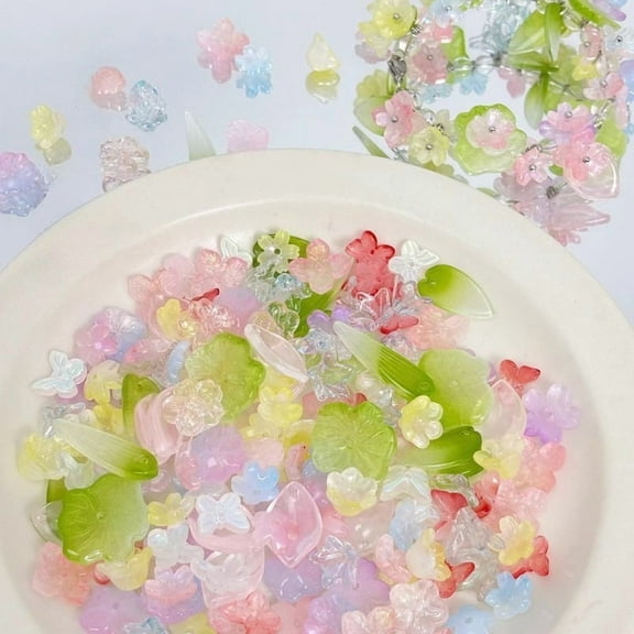 Colorful Lotus Flower Glass Lampwork Beads Mix – Assorted DIY Jewelry Making Loose Spacer Beads Kit for Necklace, Bracelet & Earrings Accessories